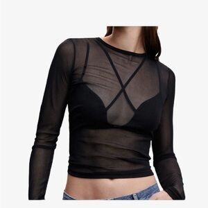 Sheer Black Long Sleeve Top